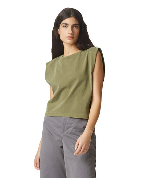 Heavyweight Cotton Women's Garment Dyed Muscle T-Shirt