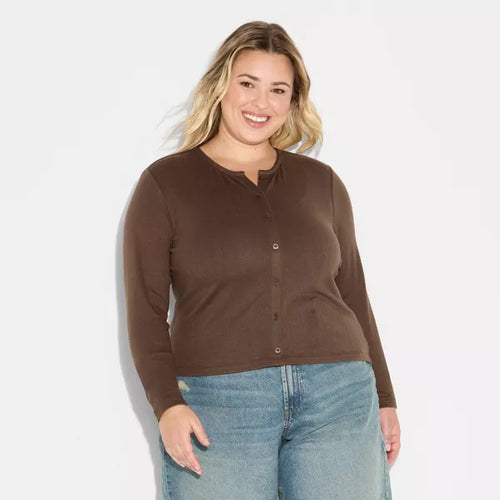 Long Sleeve Roundneck Button-Down Shirt