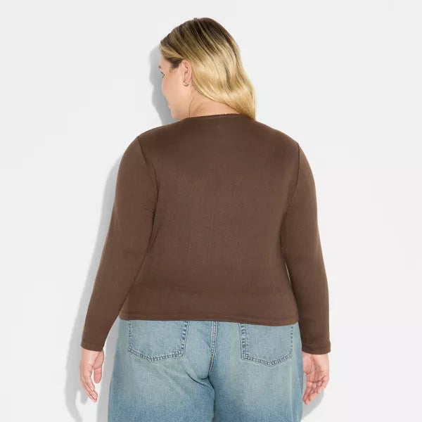 Long Sleeve Roundneck Button-Down Shirt